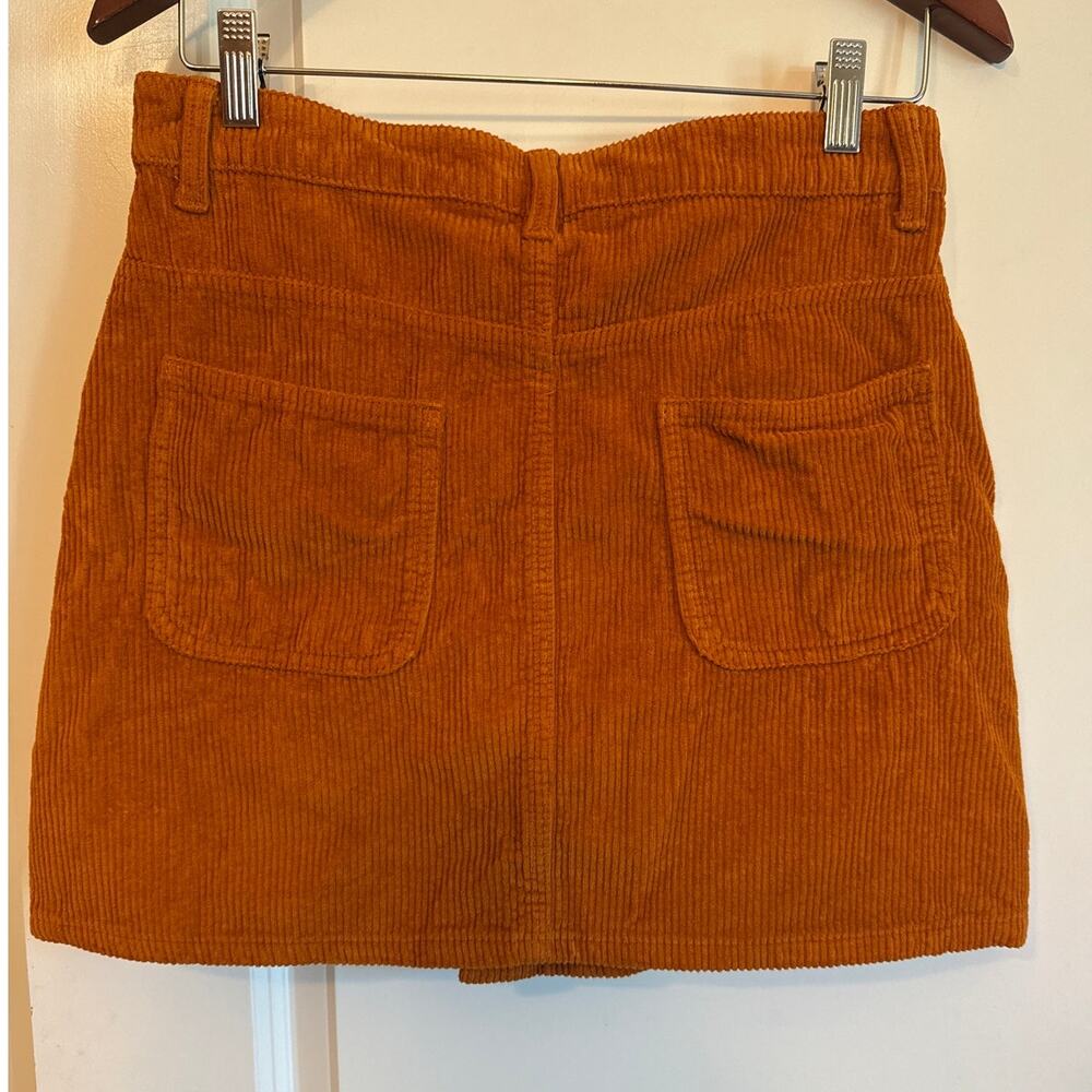 70s Retro Style Orange Corduroy Button Front Mini Skirt M - Picture 3 of 8